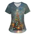 thumbnail image 1 of Titcea Christmas Scrub Tops Women Xmas Printed Short Sleeved V Neck Scrub Tops with Pockets Lightweight Stretchy Working Uniform, 1 of 2