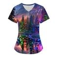 thumbnail image 1 of Titcea Christmas Scrub Tops Women Xmas Tree Print Short Sleeve V Neck Working Uniforms with Pockets Lightweight Comfort Scrub Tops, 1 of 1