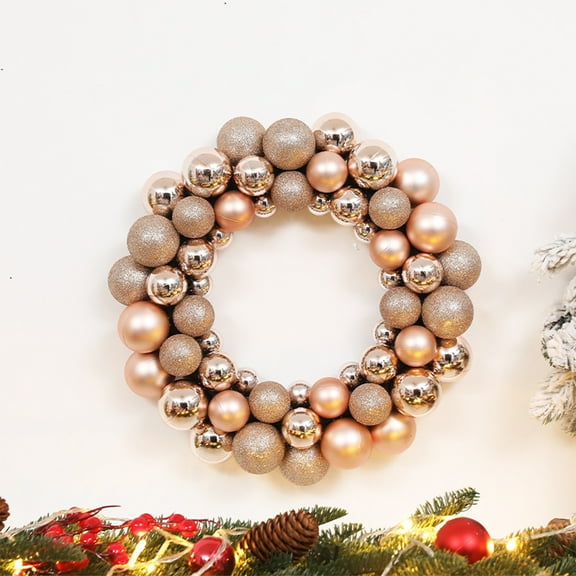 Titcea Christmas Wreath Decorations, Red Xmas Balls Wreath Xmas Decor Winter Decoration for Indoor/Outdoor, 14 Inch