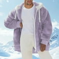 thumbnail image 1 of Titcea Fleece Jacket Men Plus Size Long Sleeve Hooded Jacket with Pockets Warm Plush Outdoor Winter Coat for Men, S-3XL, 1 of 6
