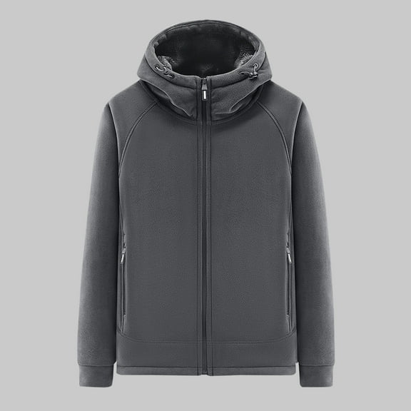 Titcea Fleece Jacket Men Winter Fleece-lined Warm Zipper Hooded Fuzzy Coats Soft Cozy Outdoor Plush Jackets