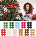 thumbnail image 1 of Titcea Flocked Ornaments for Christmas Tree Decorations, 6pcs Velvet Ball Ornament for Xmas Holiday Decor - Plastic Shatterproof Christmas Ornaments, 1 of 6