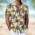 thumbnail image 1 of Titcea Hawaiian Shirts Men Short Sleeve Lapel Stylish Palm Tree Print Shirt Loose Comfort Summer Beach Vacation Tops, M-3XL, 1 of 7