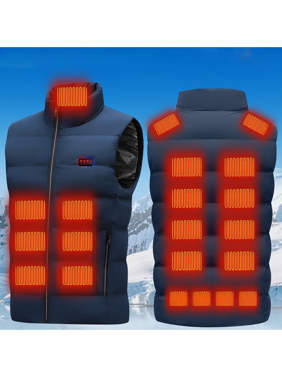 Heated Vest for Men, 3 Heating Levels 16 Heating Zones Four Control Heated Jacket Lightweight Button Up Warming Jacket, Gifts for Men
