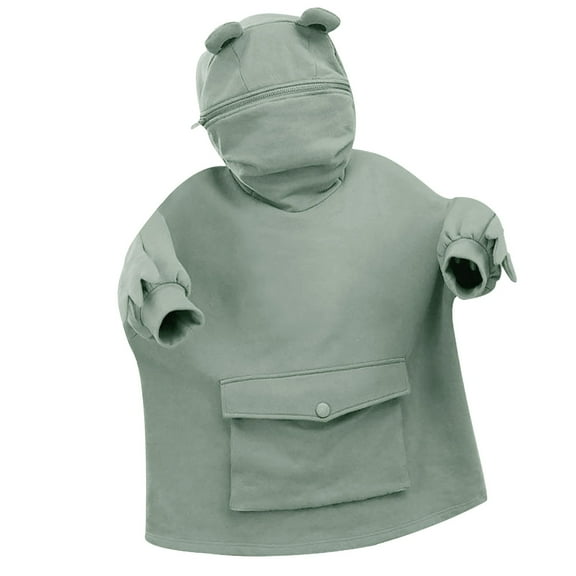 Titcea Hoodies for Women Cute Frog Design Oversized Drawstring Long Sleeve Hoodie with Pockets Loose Casual Pullover Sweatshirt