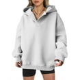 thumbnail image 1 of Titcea Hoodies for Women Solid Color Oversized Long Sleeve V-Neck Hoodie Loose Casual Long Pullover Sweatshirt, 1 of 9