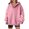 thumbnail image 1 of Titcea Hoodies for Women Solid Color Oversized Long Sleeve V-Neck Hoodie Loose Casual Long Pullover Sweatshirt, 1 of 9