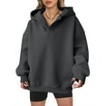 thumbnail image 1 of Titcea Hoodies for Women Solid Color Oversized Long Sleeve V-Neck Hoodie Loose Casual Long Pullover Sweatshirt, 1 of 9
