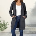 thumbnail image 1 of Titcea Lightweight Jacket Women, Full Zipper Drawstring Long Hoodies with Pockets Solid Color Casual Hooded Sweatshirt Winter Coat(S-2XL), 1 of 9