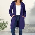 thumbnail image 1 of Titcea Lightweight Jacket Women, Full Zipper Drawstring Long Hoodies with Pockets Solid Color Casual Hooded Sweatshirt Winter Coat(S-2XL), 1 of 9