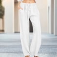 thumbnail image 1 of Titcea Linen Pants for Women Elastic Drawstring High Waist Flowy Pants Comfy Breathable Fall Outdoor Casual Pants, S-3XL, 1 of 7