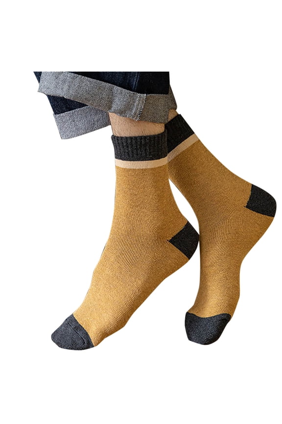 Mens Athletic Socks, Retro Patchwork Print Absorb Sweat Middle Barrel Socks