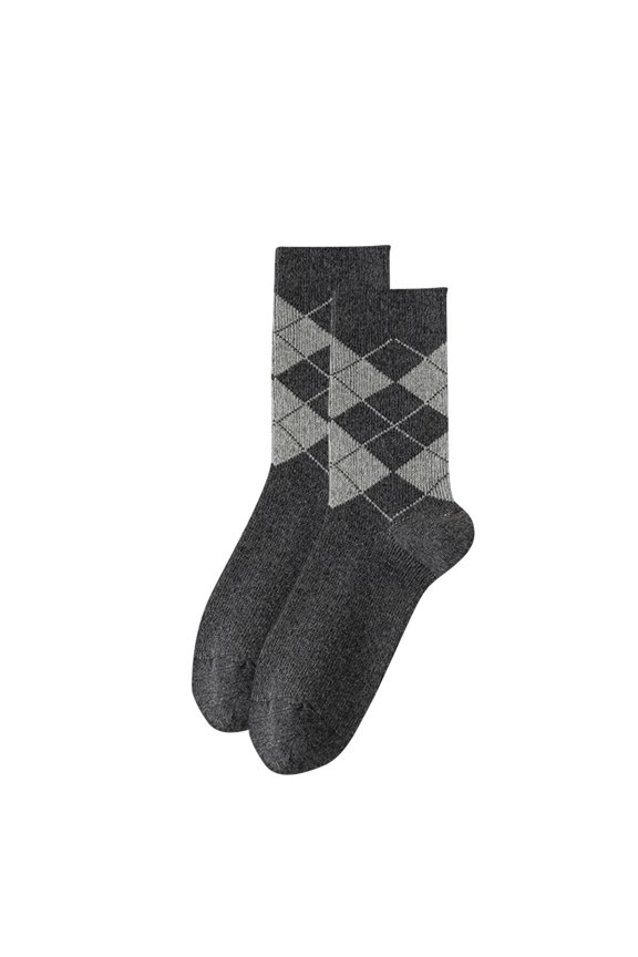 Mens Athletic Socks, Retro Patchwork Print Absorb Sweat Middle Barrel Socks