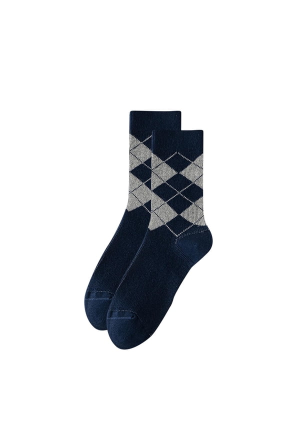 Mens Athletic Socks, Retro Patchwork Print Absorb Sweat Middle Barrel Socks