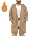 thumbnail image 1 of Titcea Mens Fleece Jacket, Winter Warm Lined Drawstring Hooded Zipper Jackets with Big Pockets Long Casual Fleece Coats S-3XL, 1 of 7