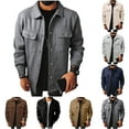thumbnail image 1 of Titcea Mens Winter Coats, Lapel Buttons Multi-pocket Solid Color Wool Coat Winter Warm Cozy Workwear Jackets, 1 of 7