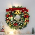 thumbnail image 1 of Fllostpr Merry Christmas Sign Wreath, 12 Inch Artificial Xmas Decor Wreath with Bell&Text Card, Winter Decoration for Indoor/Outdoor, 1 of 7