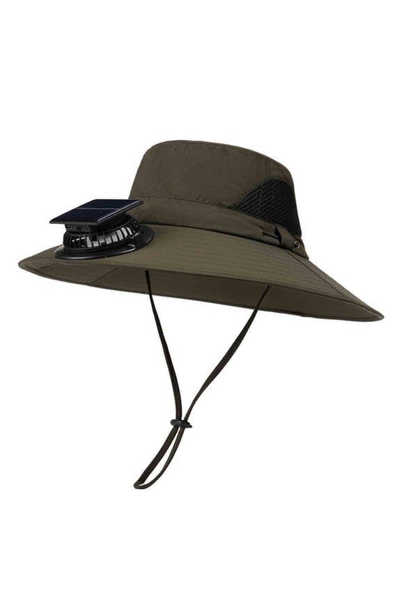 Solar Fan Hat with USB Port Adjustable Drawstring Outdoor Garden Hiking Walking Cap