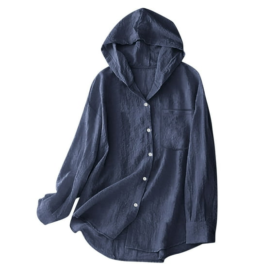Titcea Sun Shirt Women, Linen Tops Long Sleeve Sun Protection Shirts with Hood(S-3XL), Lightweight Breathable Casual Hiking Shirts, Gifts for Mom/Her