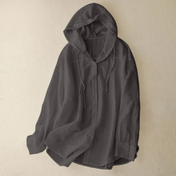 Titcea Sun Shirt Women, UPF 50 Long Sleeve Buttons Drawstring Sun Protection Shirts with Hood, Lightweight Breathable Casual Hiking Shirts(S-2XL), Gifts for Mom/Her