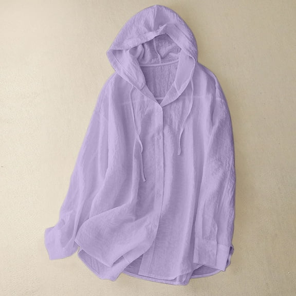 Titcea Sun Shirt Women, UPF 50 Long Sleeve Buttons Drawstring Sun Protection Shirts with Hood, Lightweight Breathable Casual Hiking Shirts(S-2XL), Gifts for Mom/Her