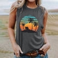 thumbnail image 1 of Titcea Tank Top for Women Palm Tree Printed Round Neck Sleeveless Casual T Shirts Hawaiian Beach Holiday Summer Tops, 1 of 5