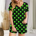 thumbnail image 1 of Titcea Women's Pajama Sets Pleated Front V Neck Polka Dots Printed Short Sleeve Short Sets Loose Comfort Summer Casual Loungewear Sets, Gifts for Her, 1 of 6