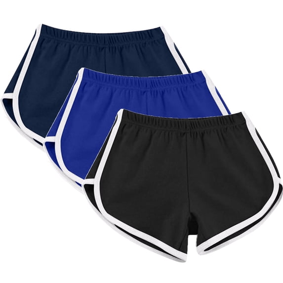 Titcea Workout Shorts for Women Elastic Waist Summer Casual Shorts 3 Pack Soft and Comfortable, S-3XL
