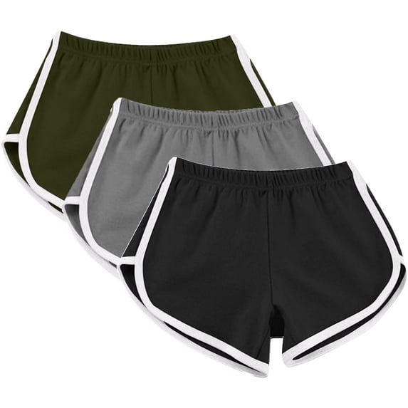 Titcea Workout Shorts for Women Elastic Waist Summer Casual Shorts 3 Pack Soft and Comfortable, S-3XL
