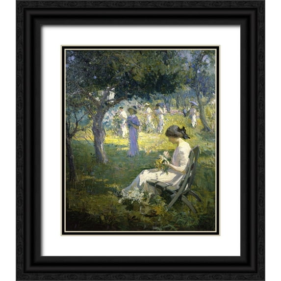 Titcomb, Mary Bradish 26x31 Black Ornate Wood Framed with Double Matting Museum Art Print Titled - Garden Party