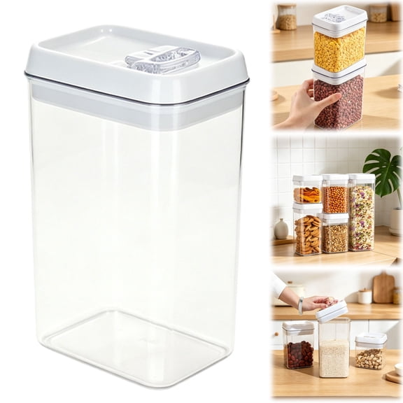 Tite Storage Container With Lid Tight Easy Open Ring Top Acrylic Skinny Canister Jar For Spaghetti Lasagna Fettuccine Noodle Kitchen Cupboard Pantry Organizer,Food Storage Containers