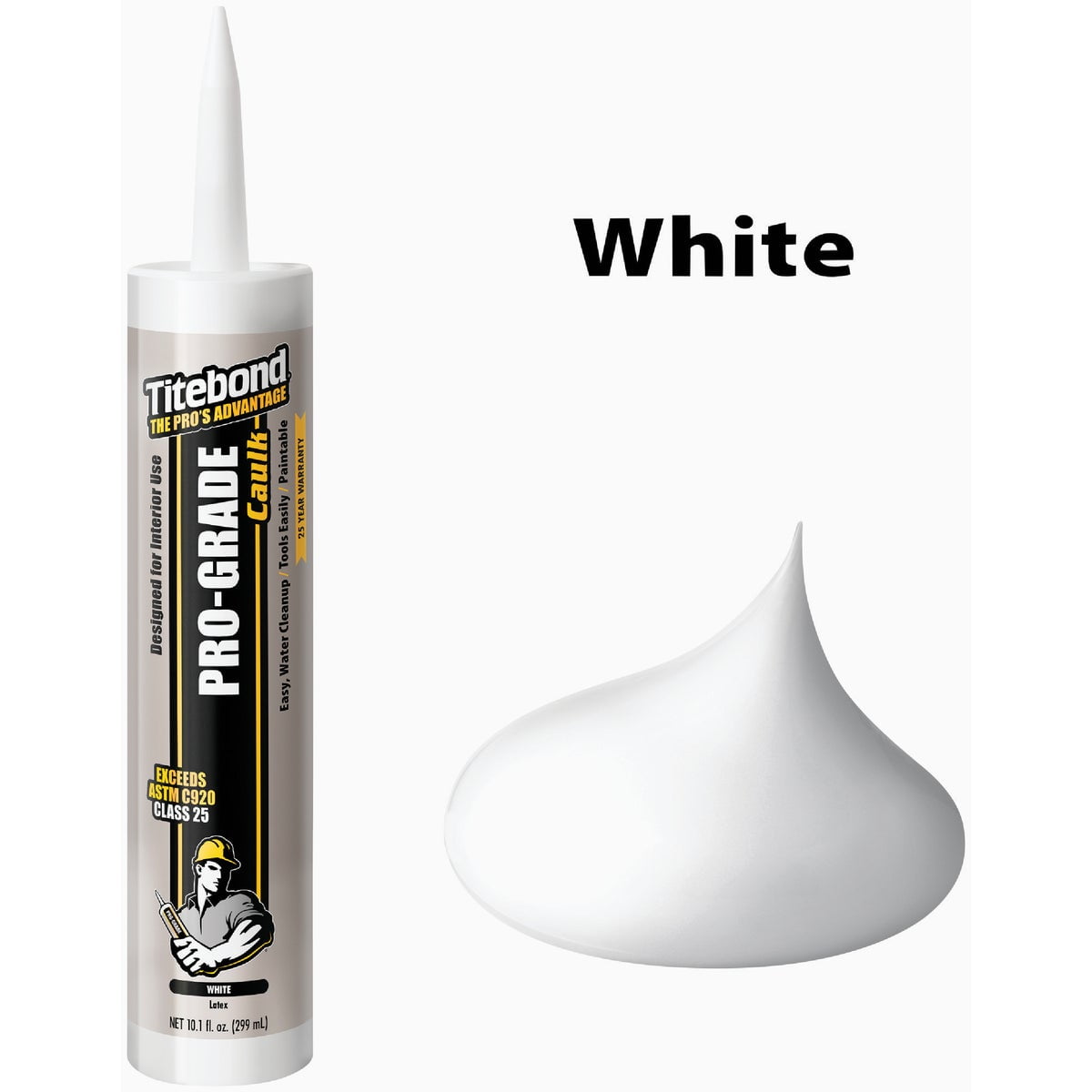 Titebond Pro-Grade Acrylic Latex Caulk - Water-Resistant, Precision Caulk - 10.1 Oz, White