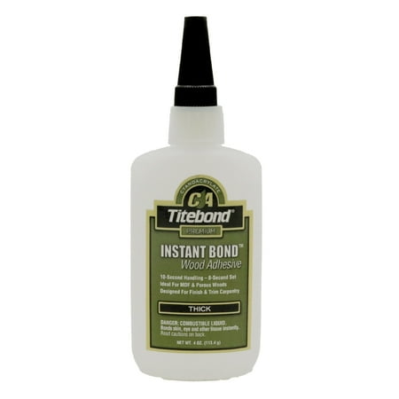 Titebond, Instant Bond Wood Adhesive, 4 oz Net Content, Bottle Container, Liquid Form, Clear
