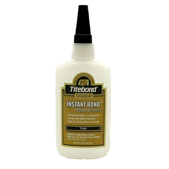 Titebond, Instant Bond Wood Adhesive Thin, 4 oz Net Content, Bottle Container, Liquid Form, Clear