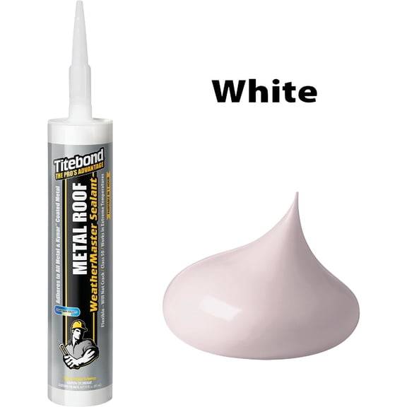 Titebond WeatherMaster Metal Roof Sealant, White Premium Polymer Caulk for Aluminum, Copper, Galvanized Steel & Coated Metals, UV-Resistant 61041, 9.5 Oz. Cartridge