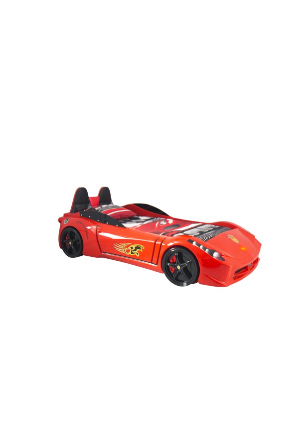 Modern TT Twin Race Car Bed with Remote Control in Red