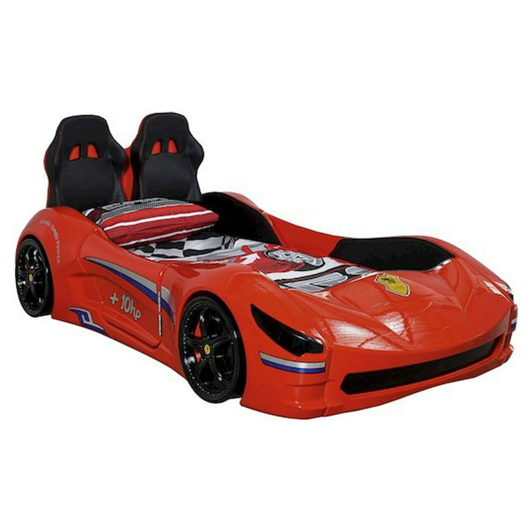 Titi Racer Modern Wood Cabrio Twin Race Car Bed with Remote