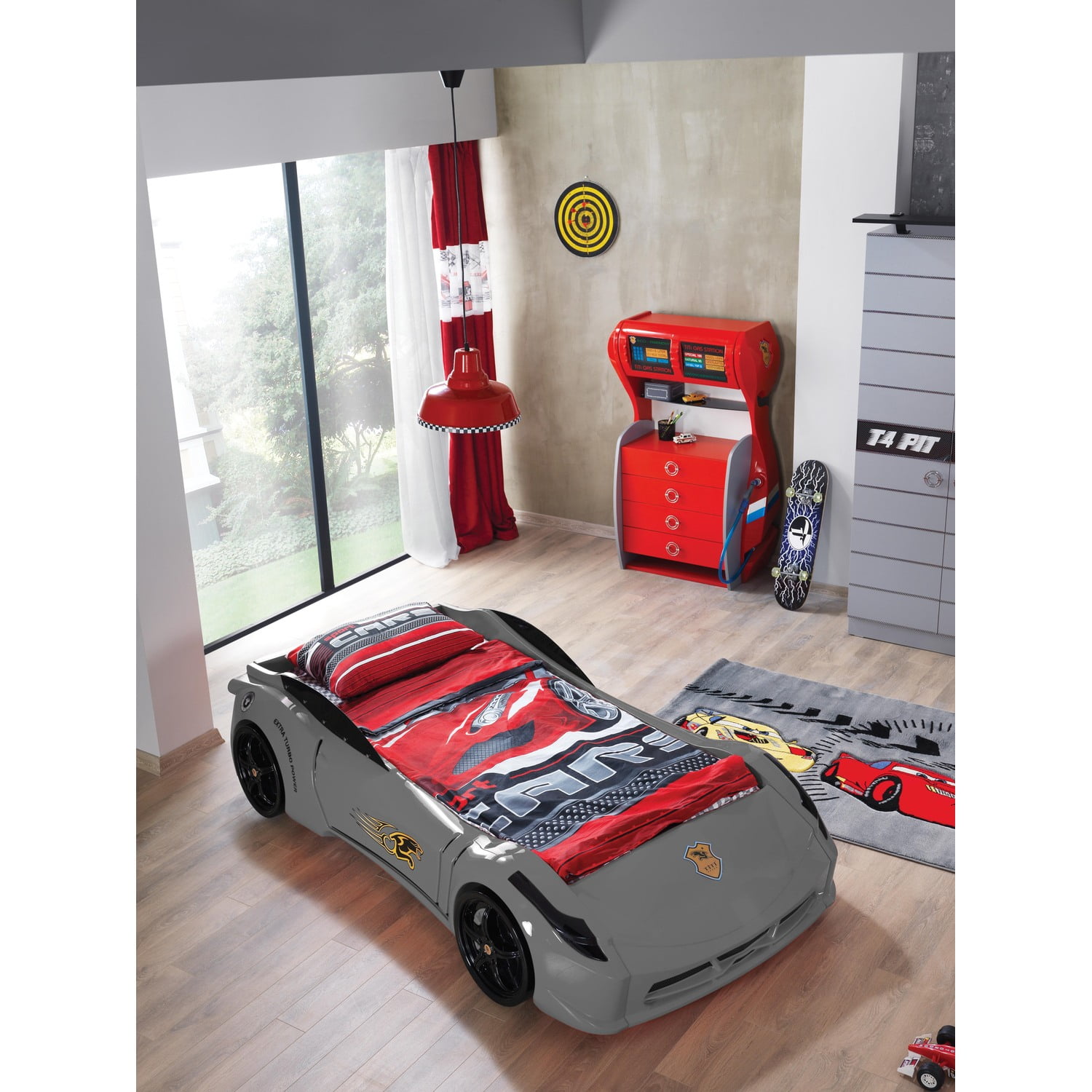 Titi Racer Modern Wood TT Twin Race Car Bed with Remote Titi Racer Modern Wood TT Twin Race Car Bed with Remote