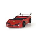 thumbnail image 1 of Titi Racer Modern Woody Twin Race Car Bed with LED Headlights in Red, 1 of 3