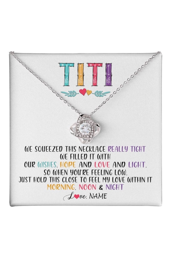 Titi We Squeezed This Necklace, White Love Knot Necklace