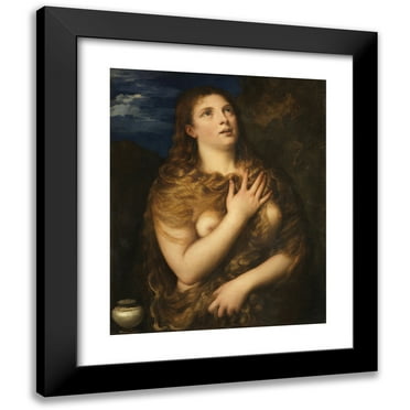 Titian 12x14 Black Modern Framed Museum Art Print Titled - The Penitent Magdalene (1531-1535)