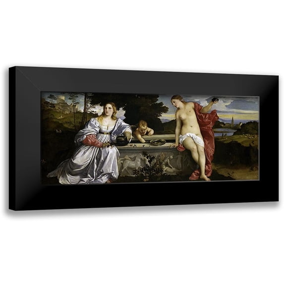 Titian 14x8 Black Modern Framed Museum Art Print Titled - Sacred and Profane Love