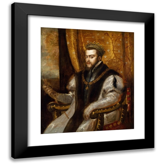 Titian 15x17 Black Modern Framed Museum Art Print Titled - King Philip II of Spain (1545-1556)