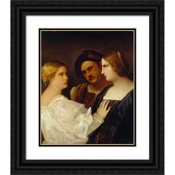 Titian 15x18 Black Ornate Wood Framed Double Matted Museum Art Print Titled - The Appeal (Between Early to Mid-16th Century)