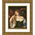 thumbnail image 1 of Titian 15x18 Gold Ornate Wood Framed with Double Matting Museum Art Print Titled - Woman with a Mirror, 1 of 4