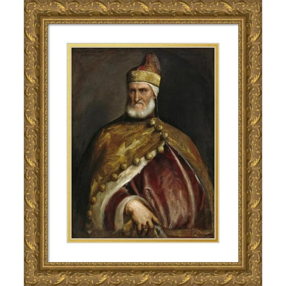 Titian 19x24 Gold Ornate Framed and Double Matted Museum Art Print Titled - Doge Andrea Gritti (C. 1546-1550)