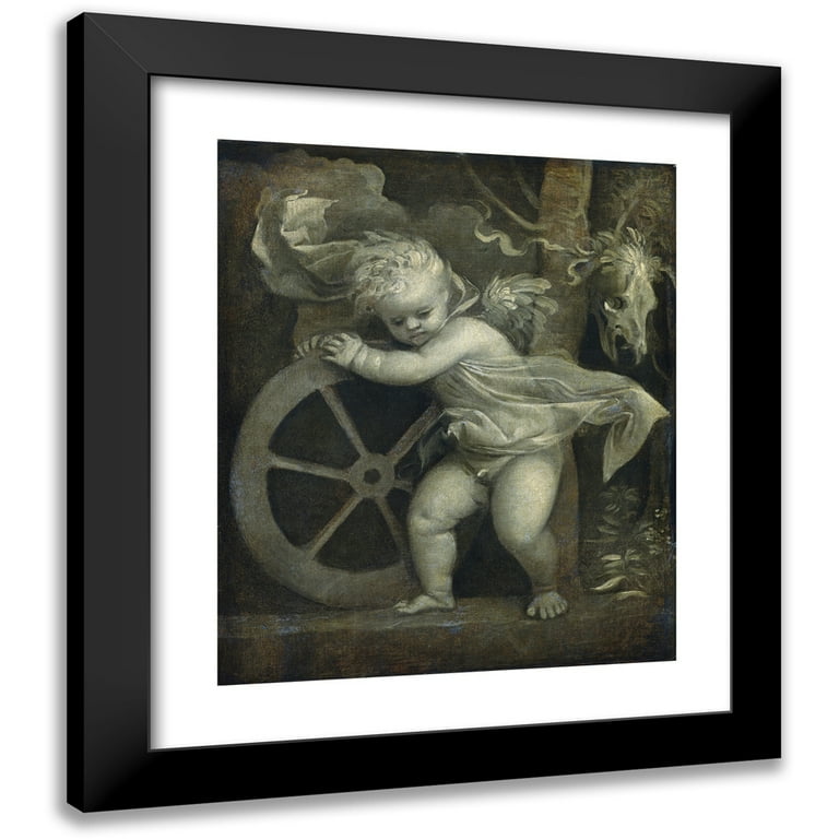 Titian 20x23 Black Modern Framed Museum Art Print Titled - Cupid