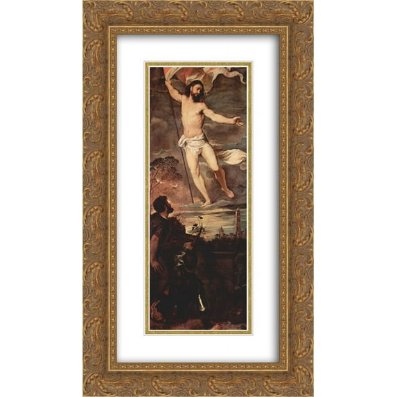 Titian 2x Matted 14x24 Gold Ornate Framed Art Print 'Christ'