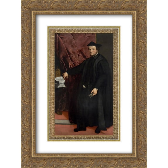Titian 2x Matted 18x24 Gold Ornate Framed Art Print 'Portrait of Cardinal Cristoforo Madruzzo'