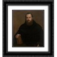thumbnail image 1 of Titian 2x Matted 20x22 Black Ornate Framed Art Print 'A monk with a book', 1 of 2